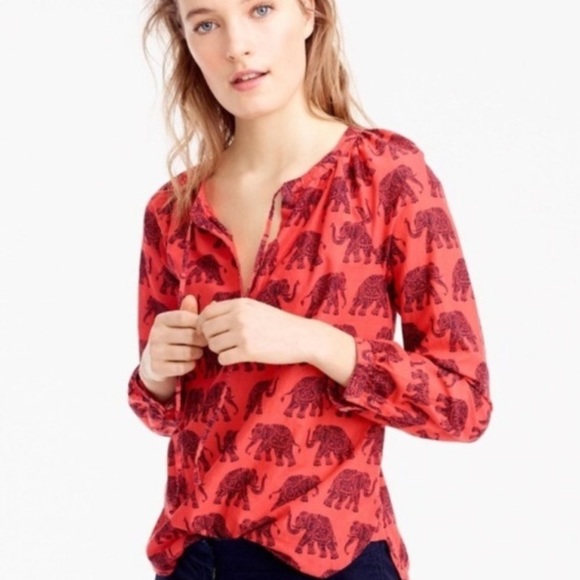 J. Crew Tops - J. Crew Elephant Boho Print Peasant Top Size 8